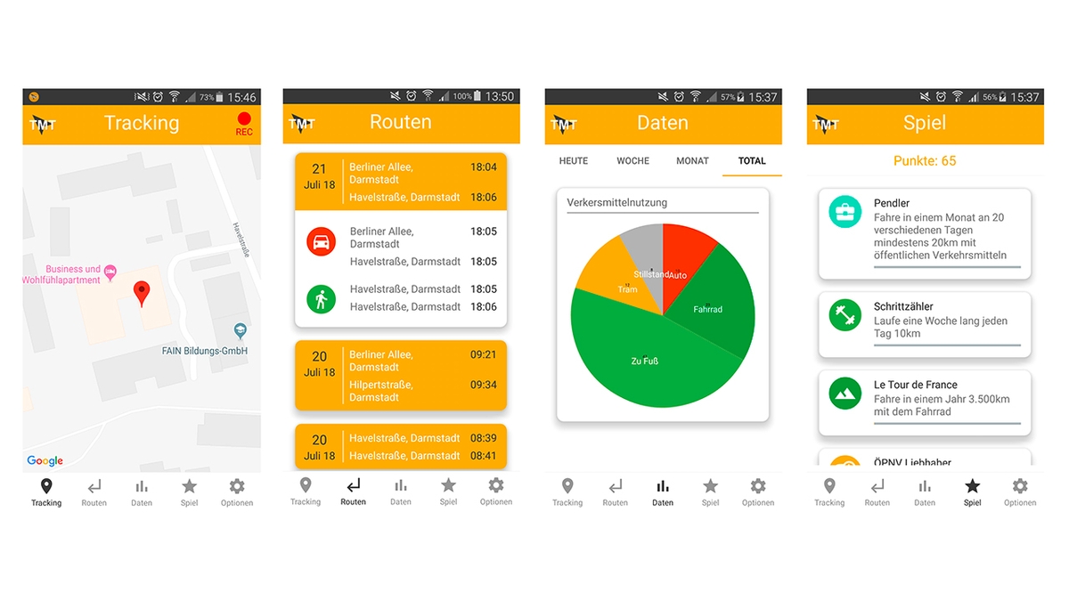 Mobilitätsdetektion: Übersicht der App